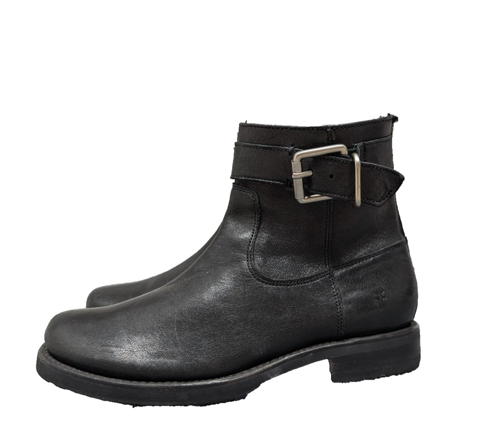 Frye Veronica Boots Womens 6.5B Buckle Strap Biker Moto Black Leather Boho 90s